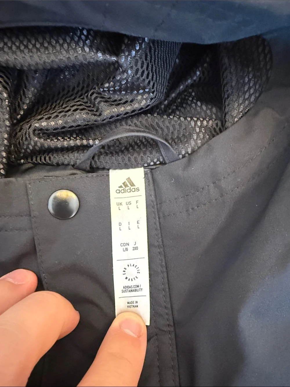 adidas Black Hooded Puffer Jacket with White Stripes and Crest